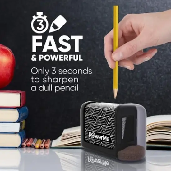 PowerMe Electric Pencil Sharpener - Battery Powered For Colored Pencils, Ideal For No. 2 image {2}