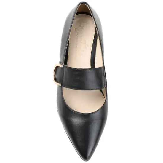 Journee Signature Womens Genuine Leather Emerence Loafer Pointed Toe Slip On Flats image {3}