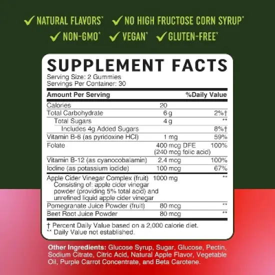 Metabolism Gummies with Apple Cider Vinegar, Metabolism Support for Men & Women, Energy, Digestion & Lean Body Mass Support, MAV Nutrition, 60ct image {2}