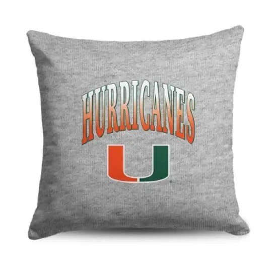 NCAA Miami Hurricanes 16" Heather Gray Sweatshirt Pillow image {5}