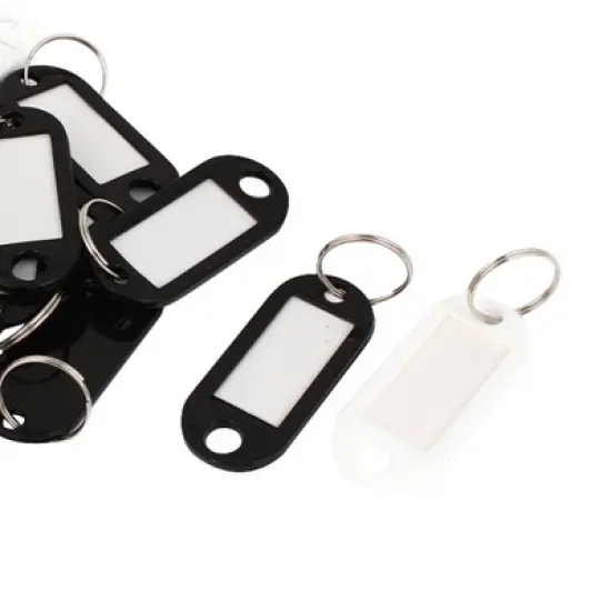 Unique Bargains Plastic Metal Convenient Key ID Label Keyring 30 Pcs Black White image {3}