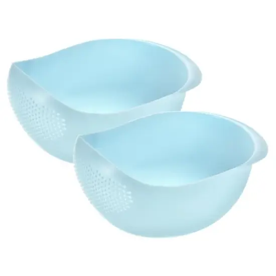Unique Bargains Home Kitchen Rice Washing Filter Strainer Basket Colander 2 Pcs image {4}