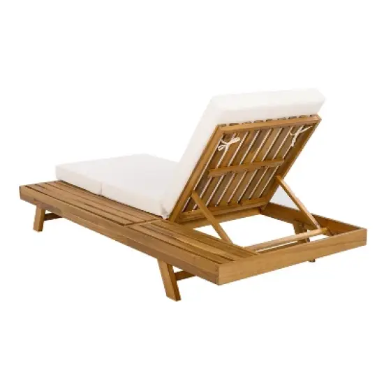 Christopher Knight Home Dawn Patio Rustic Acacia Wood Adjustable Chaise Lounge with Water-Resistant Cushion image {6}