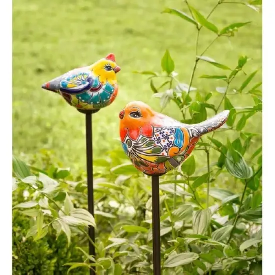 Wind & Weather Handcrafted Talavera-Style Ceramic Bird Decorative Garden Stake image {2}