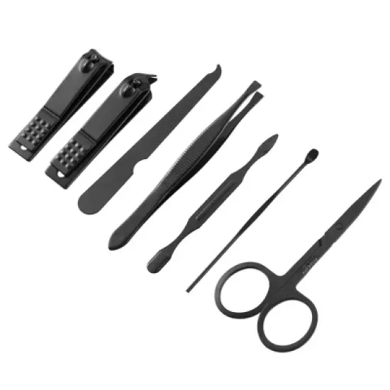 Unique Bargains Travel Stainless Steel Professional Manicure Set Black 1 Set image {4}