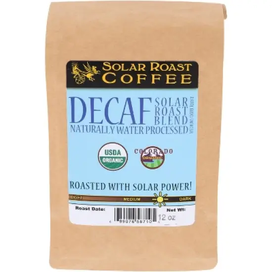 Solar Roast Coffee Whole Bean Decaf Blend - Case of 6 - 12 oz image {1}