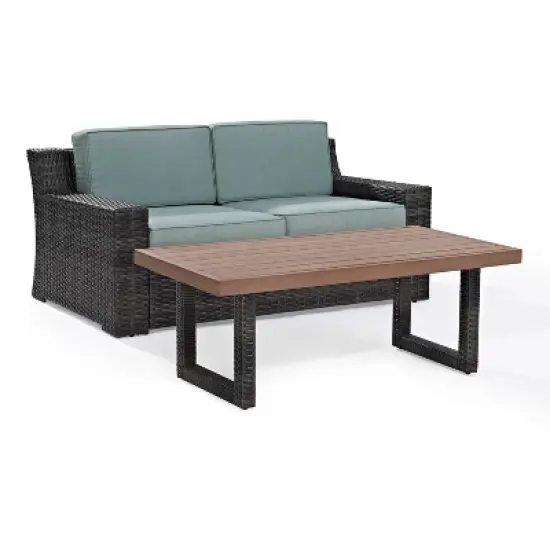 Beaufort 2pc Outdoor Wicker Chat Set - Mist - Crosley image {5}