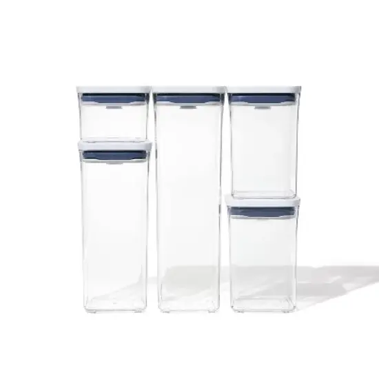 OXO POP 5pc Plastic Airtight Food Storage Container Set White image {1}