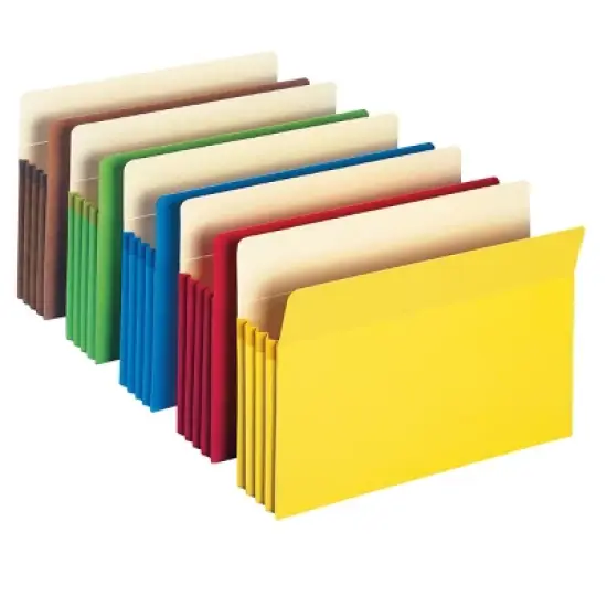 Smead File Pocket, Straight-Cut Tab, 3-1/2" Expansion, Legal Size, Assorted Colors, 5 per Pack (74892) image {5}