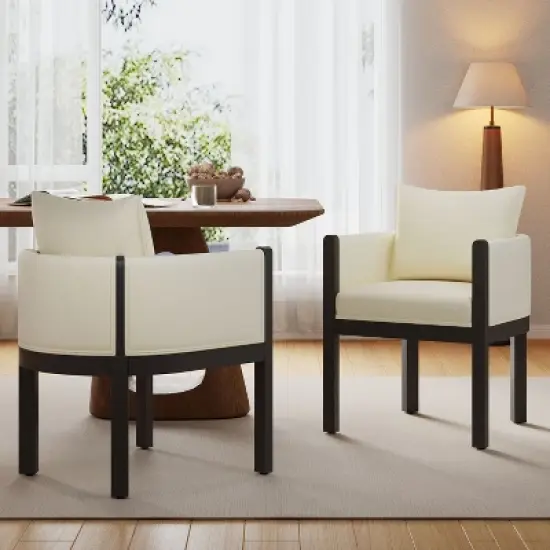 Christopher Knight Home Diana Modern Rubberwood Linen Upholstered Armchairs (Set of 2) image {1}