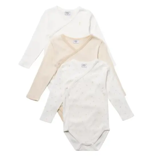 Stellou & Friends Cotton Crossbody Long Sleeve Onesies - 3 pk of Bodysuits for Babies image {1}