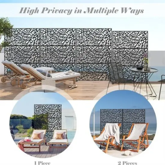 CLIHOME Outdoor Mesh Shape Metal Decorative Screens,Freestanding Outdoor Indoor Privacy Screen image {4}