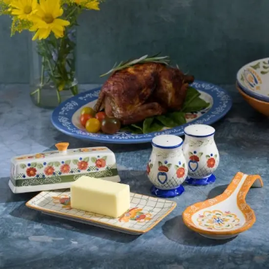 Laurie Gates Tierra 4 Piece Hand Painted Ceramic Tableware Accessory Set image {2}