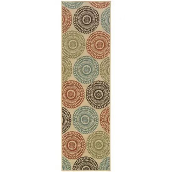 Mia Floating Medallion Patio Rug Beige/Blue image {18}
