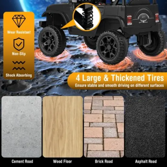 Costway 12V Kids Ride on Truck Car w/ Parental Remote 3 Speeds LED Lights & Music Player image {6}