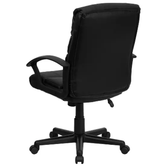 Emma and Oliver Mid-Back Black LeatherSoft Swivel Task Arm Office Chair with Accent Back image {6}