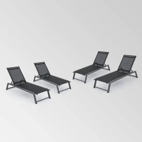 Myers 4pk Aluminum Chaise Lounge: Weather-Resistant, Adjustable, Poolside Patio Furniture Set - Christopher Knight Home image {6}