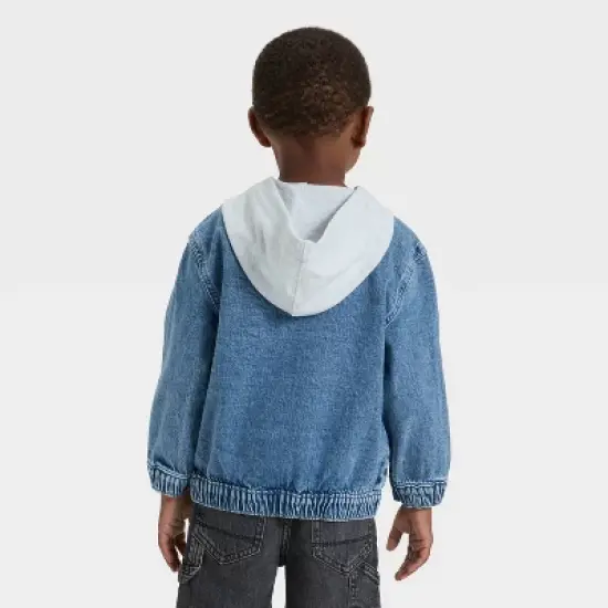 Toddler Boys' Denim Hooded Jacket - Cat & Jack&trade; Medium Wash image {1}