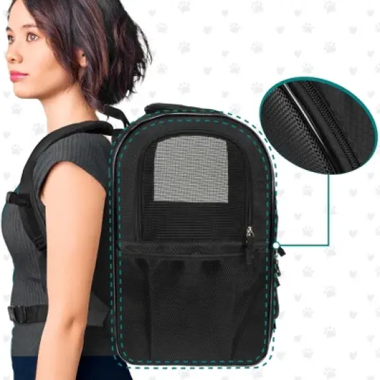 PetAmi Dog Backpack Carrier For Small Large Cat Pet Puppy, Ventilated Hiking Travel Bag, Airline Approved Safety Camping Biking image {4}