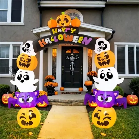 Joyfy 8 FT Halloween Inflatables Outdoor Decoration, Inflatable Pumpkin Archway with Build-in LEDs for Halloween Indoor Outdoor Yard Lawn Decoration image {11}