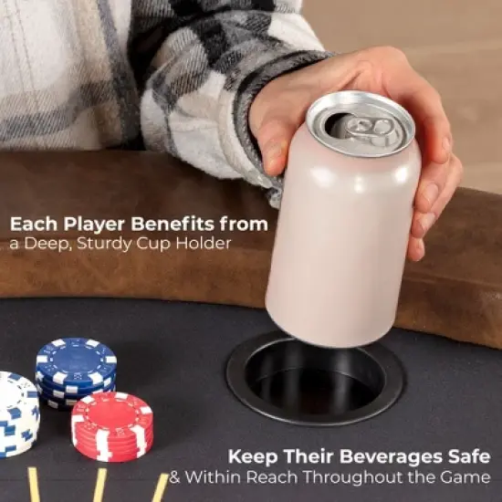 Round Poker Table for Game Nights with 8-Player Seating, Foldable Design, Compact for Storage image {4}