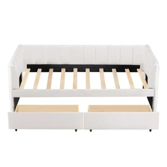 Twin Size Upholstered Daybed with Ergonomic Design Backrest - ModernLuxe image {4}