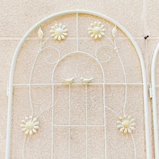 MOEPISY 2 Pack Metal Garden Trellis 71 inch x 19.7 inch Rustproof Trellis Cream White image {4}