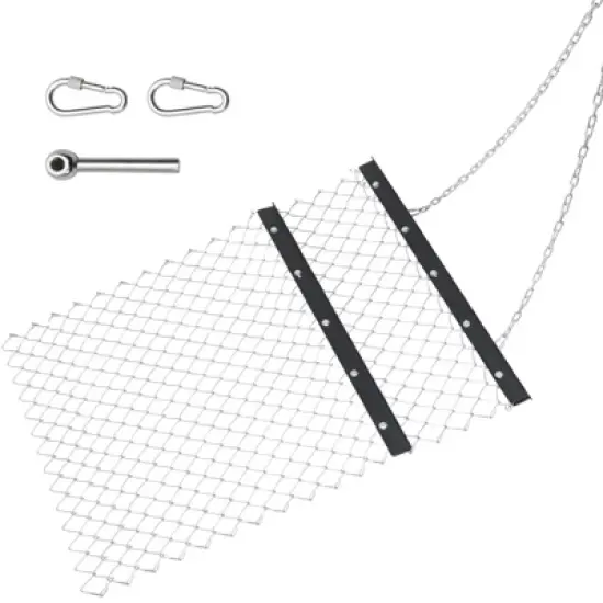Garvee Towable Steel Durable Rust Resistant Chain Rake ATV Drag Harrow with Galvanized Mesh Lining and Front Weight Tray image {1}