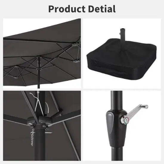 GustoWave Outdoor 15FT Double-Sided Patio Umbrella with Base image {4}