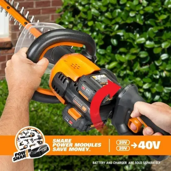 Worx WG284.9 40V Power Share 24" Cordless Hedge Trimmer (Tool Only) image {9}