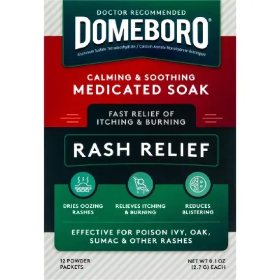 Domeboro Calming & Soothing Medicated Soak Rash Relief Astringent Powder Solution, 12 Ct image {1}