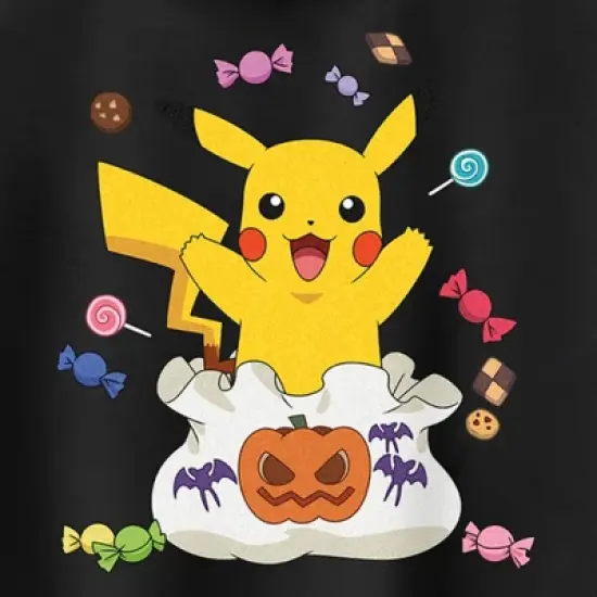 Junior's Pokemon Halloween Pikachu Candy Bag Racerback Tank Top image {1}