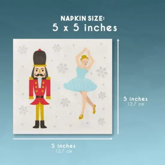 Juvale 100-Pack Nutcracker Princess Disposable Paper Cocktail Napkins, Christmas Holiday Party Supplies image {6}