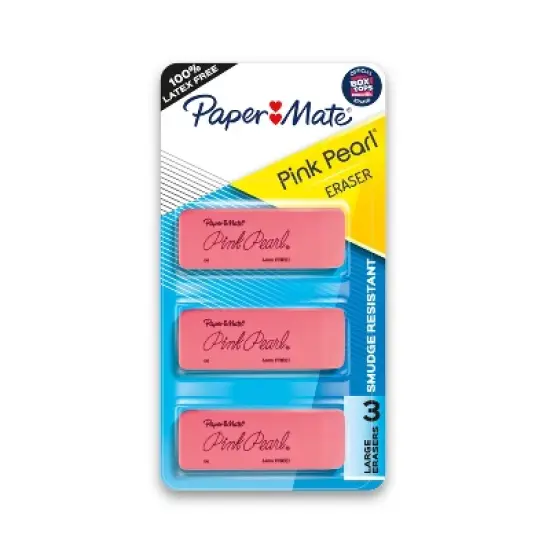 Paper Mate 3pk Pencil Erasers Pink Pearl image {7}