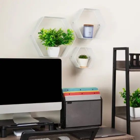 Mind Reader Hexagon Honeycomb Accent Shelf Metal Mesh image {5}
