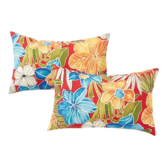 Set of 2 Outdoor Lumbar Throw Pillows Aloha - Kensington Garden image {5}