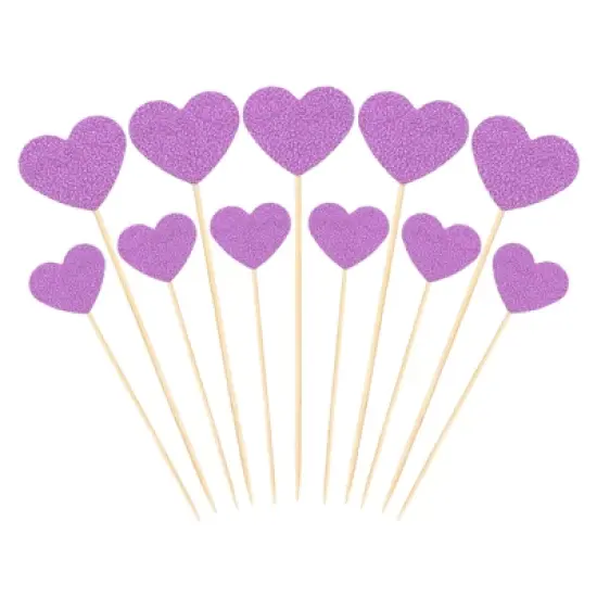 Unique Bargains Wedding Engagement Birthday Decoration Heart Shape Cupcake Toppers Picks 50 Pcs image {9}
