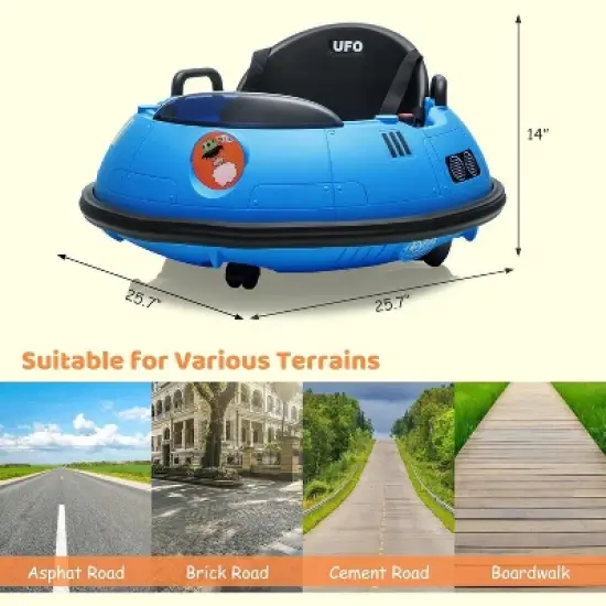 12V Ride On Bumper Car, Electric Toddlers Car with Remote Control, Safety Belt, Music, Flashing Lights, 360 Degree Spin image {2}