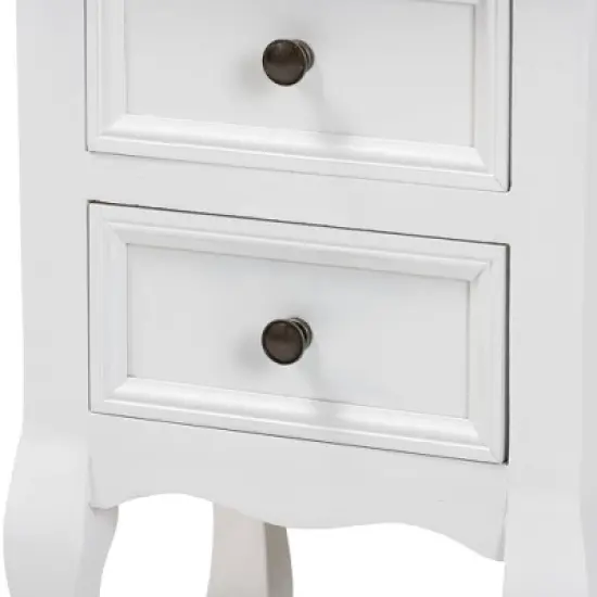 Caelan Wood 2 Drawer Nightstand White - Baxton Studio image {7}