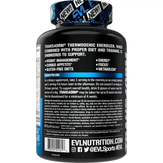 Evlution Nutrition Trans4orm - Thermogenic Fat Burner - 60 Servings image {2}