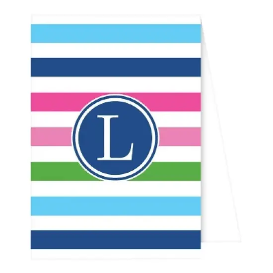 10ct Note Cards - Preppy Stripe Monogram - L image {2}