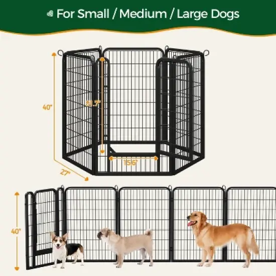 Yaheetech 6 Panels Dog Playpen Panels Metal Dog Cat Exercise Barrier, Black image {3}