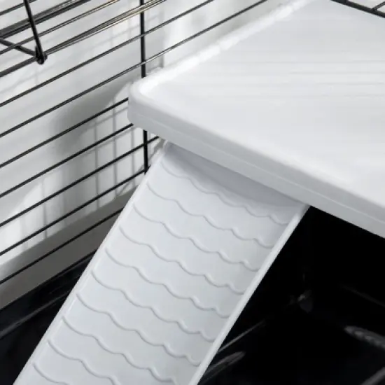 PawHut Two-Story Small Animal Cage Removable from Stand, Guinea Pig, Hedgehog, Chinchilla, Ferret, Shelf & Wheels, Pet Habitat, 39" x 20.5" x 36.5" image {5}