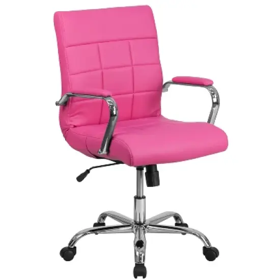 Flash Furniture Mid-Back Vinyl Executive Swivel Office Chair with Chrome Base and Arms image {13}