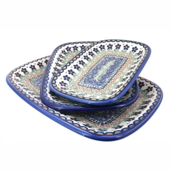 Blue Rose Polish Pottery 6200 Vena 3 Piece Rectangular Serving Set image {4}