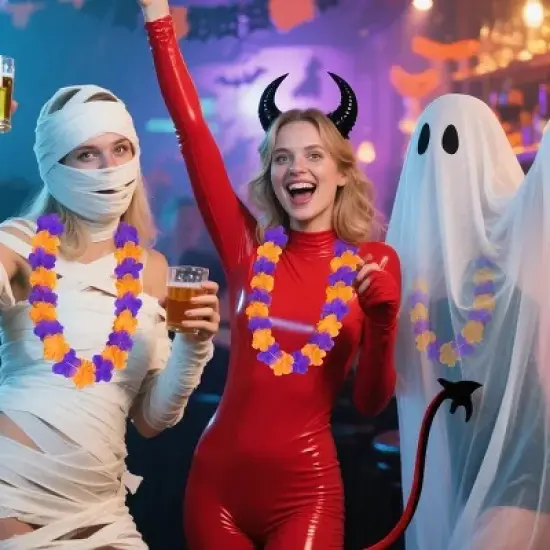 24 Pcs Halloween Leis Hawaiian Leis Necklace Tropical Flower Lei Floral Luau Party Decorations Orange Purple Dance Garland Headbands Photo Booth Photo image {8}