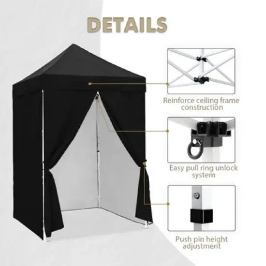 EAGLE PEAK 5x5 FT Pop up Canopy Instant Portable Tent with 4-Side Wall Panels image {4}