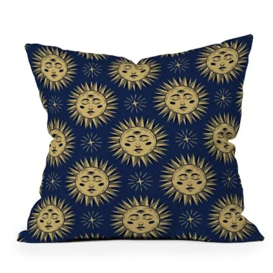 Deny Designs Avenie Vintage Sun Outdoor Throw Pillow Navy image {4}