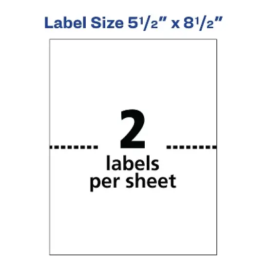 Avery Inkjet Shipping Labels 5-1/2" x 8-1/2" White 2 Labels/Sheet 100 Sheets/Box 200 Labels/Box image {3}