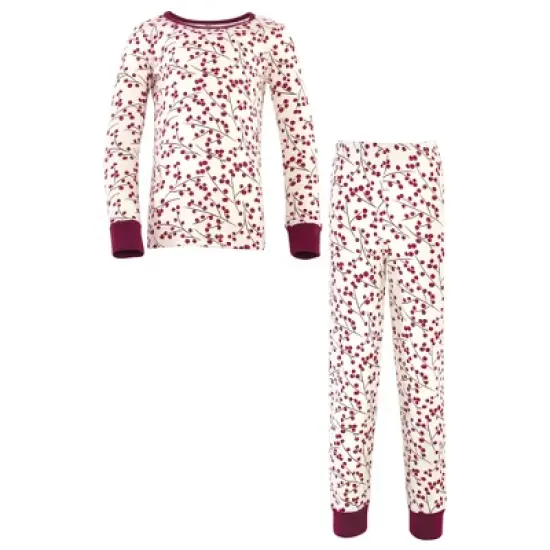 Touched by Nature Baby Girl Organic Cotton Tight-Fit Pajama Set, Berry Branch image {3}